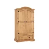 Corona 2 Door 1 Drawer Pine Wardrobe for Bedroom Storage