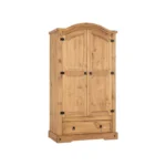Corona 2 Door 1 Drawer Pine Wardrobe for Bedroom Storage