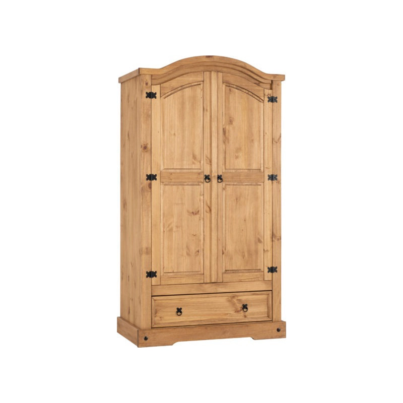 Corona 2 Door 1 Drawer Pine Wardrobe for Bedroom Storage