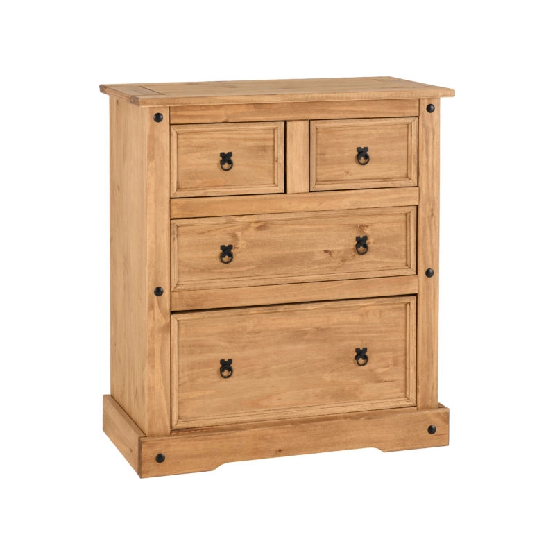 Corona 2+2 Drawer Chest of Drawers in Solid Pine Wood