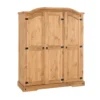 Corona 3 Door Pine Wardrobe for Bedroom Storage