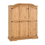 Corona 3 Door Pine Wardrobe for Bedroom Storage