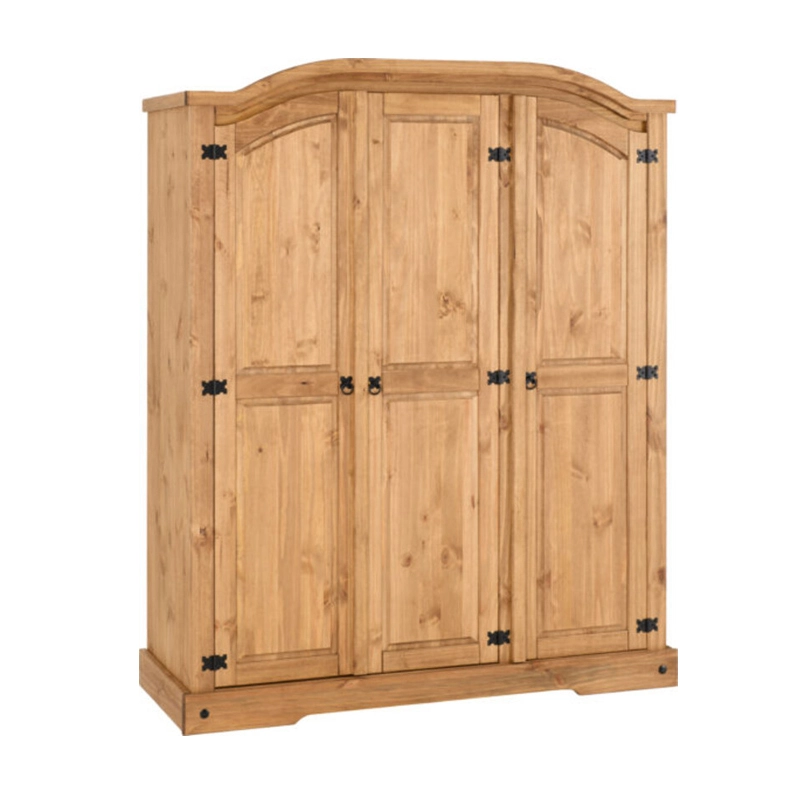 Corona 3 Door Pine Wardrobe for Bedroom Storage