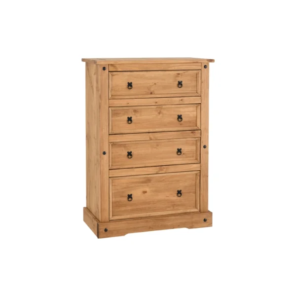 Corona 4 Drawer Chest of Drawers in Solid Pine Wood