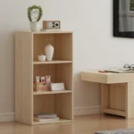 Oak Wood 3 Tier Cube Bookcase for Home Storage