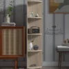 Wooden 4 tier corner bookshelf for books and home storage