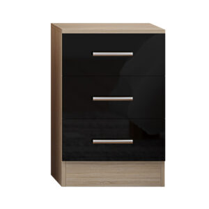 Black Three Drawers Bedside - Black Friday Sale
