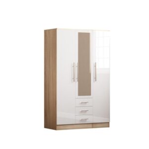 Combi 3 door 3 drawers wardrobe White - Black Friday Sale
