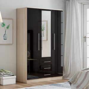 Combi 3 door 3 drawers wardrobe Black - Black Friday Sale