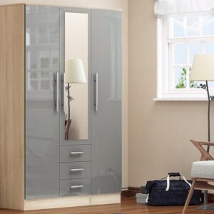 Combi 3 door 3 drawers wardrobe Grey - Black Friday Sale