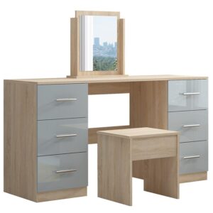 Grey High Gloss Double Dressing Table - Black Friday Sale