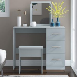 High Gloss Single Dressing Table Full Grey - Black Friday Sale
