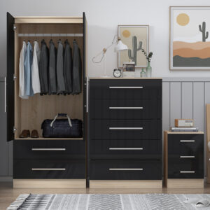 High Gloss Black Trio Bedroom Set - Black Friday Sale