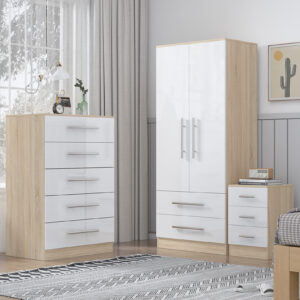 High Gloss White Trio Bedroom Set - Black Friday Sale