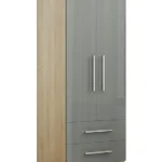 Full Grey Wardrobe with 2 Doors and 2 Drawers