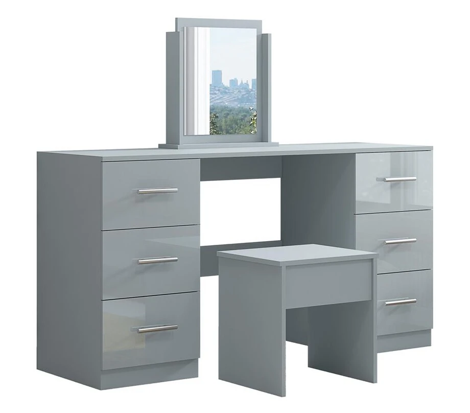Full Grey Double Dressing Table for Bedroom