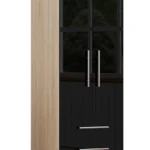 High Gloss Black Wardrobe with 2 Doors and 2 Drawers