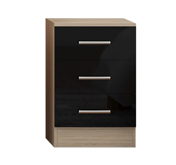 High Gloss Black Bedside Table for Bedroom