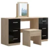 High Gloss Black Double Dressing Table for Bedroom