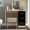 High Gloss Black Single Dressing Table for Bedroom