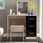 High Gloss Black Single Dressing Table for Bedroom