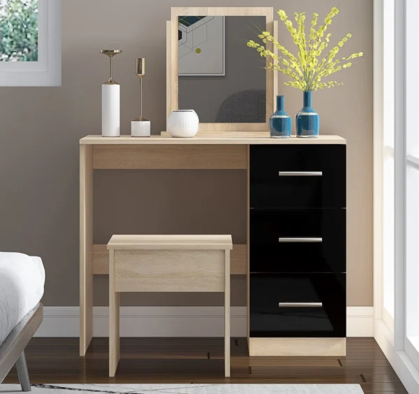 High Gloss Black Single Dressing Table for Bedroom