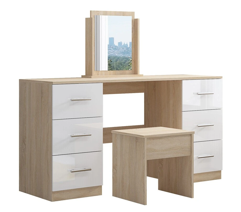 High Gloss White Double Dressing Table