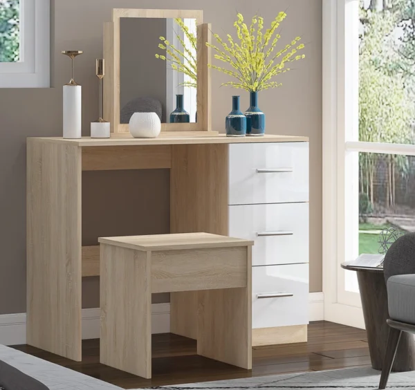 High Gloss White Single Dressing Table for Bedroom